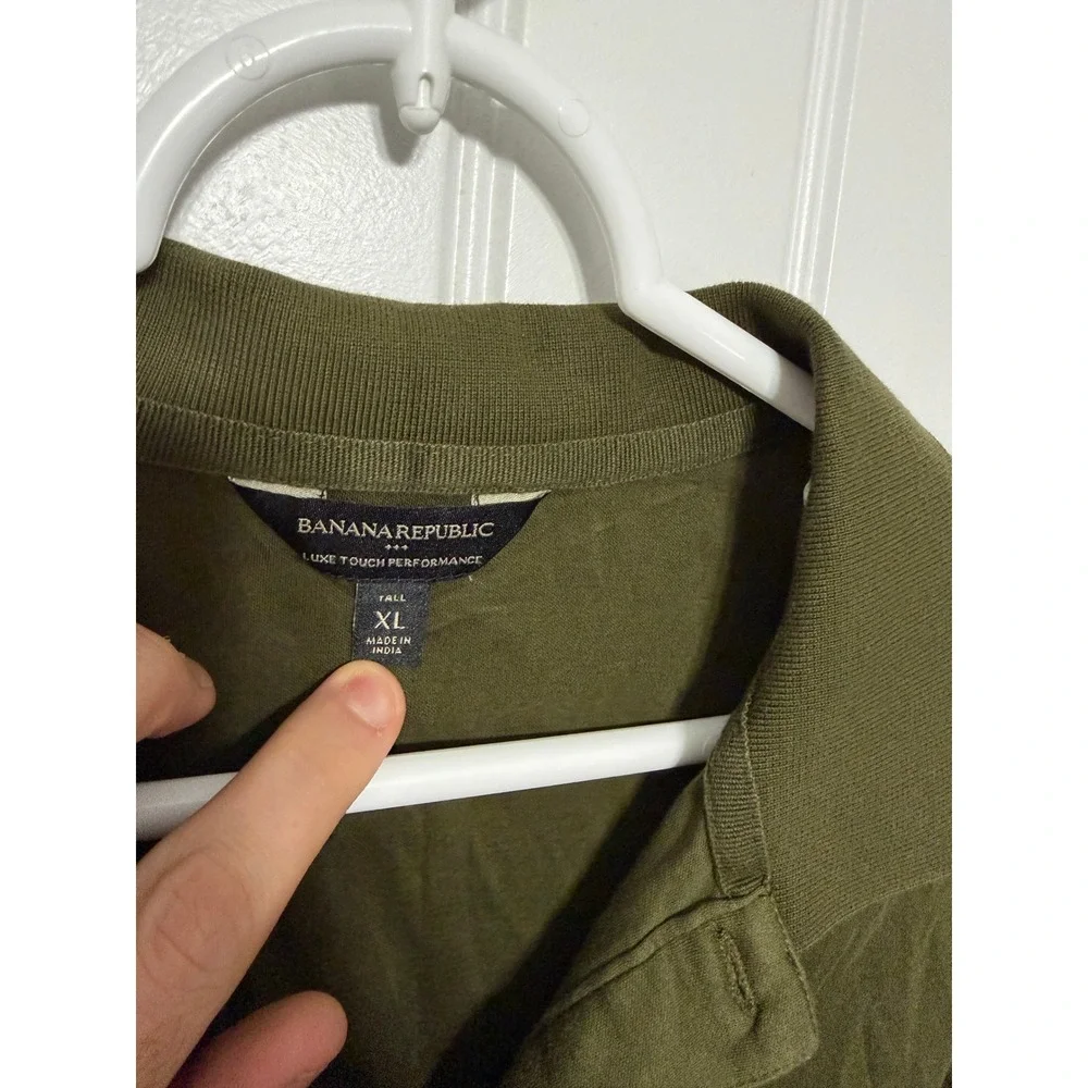 Banana Republic Polo Shirt Mens XL Tall Luxe Touch Performance Olive EUC